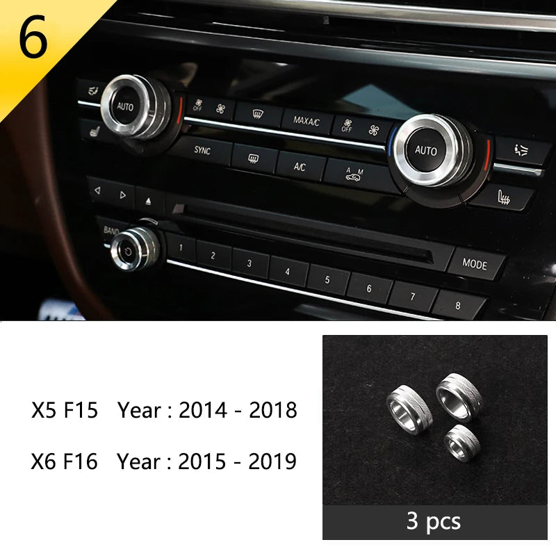 Chrome Car Styling Interior Button Panel Decoration Cover Trim Sticker frame For BMW X5 X6 F15 F16 2014-2019 Auto Accessories