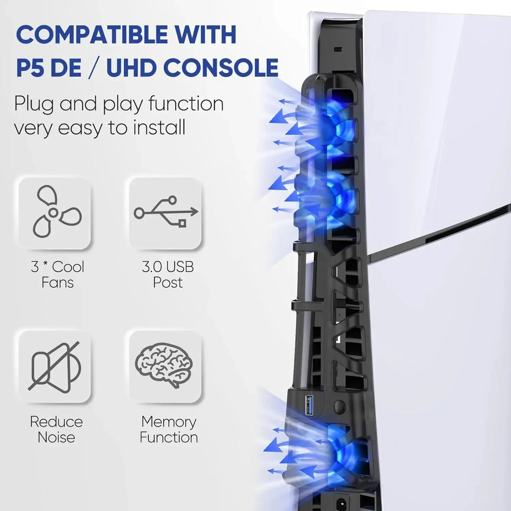 Cooling fan for PS5 Slim disc drive/digital console (with US