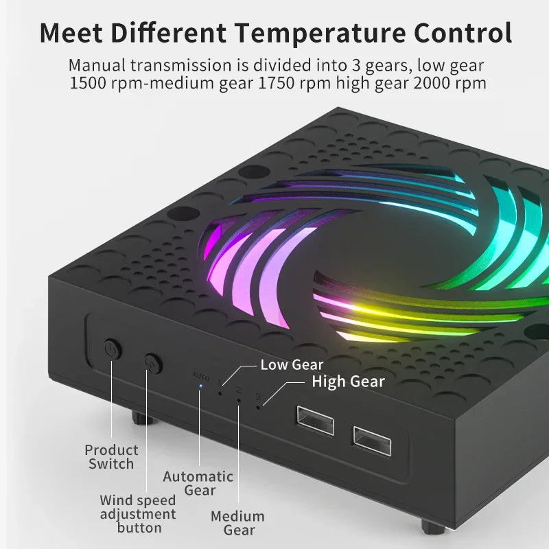 AOLION RGB Cooling Fan for Xbox Series X/S Adjustable Speed 