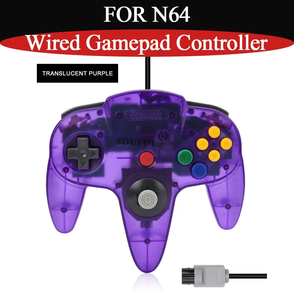 For N64 Colorful Wired Handle Controller Durable Replacement Classic Joystick Retro Wired Gamepad For N64 Game Console Accessory