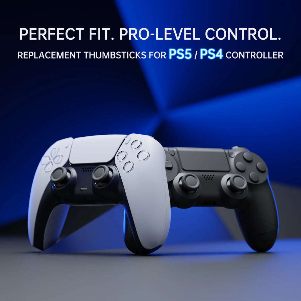 eXtremeRate Black 2 Pairs Universal Replacement Thumbsticks 