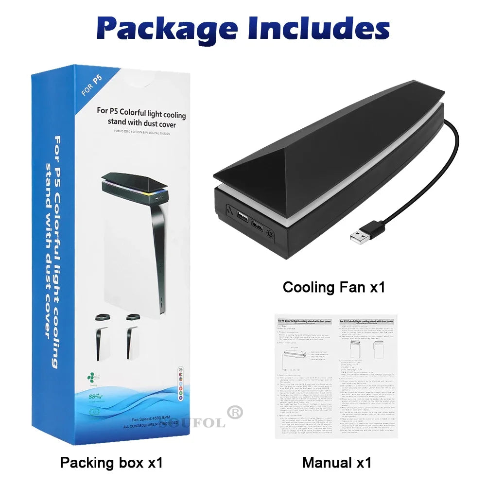 Upper Cooling Fan for PS5 Console Base Game Cooler Stand Bra