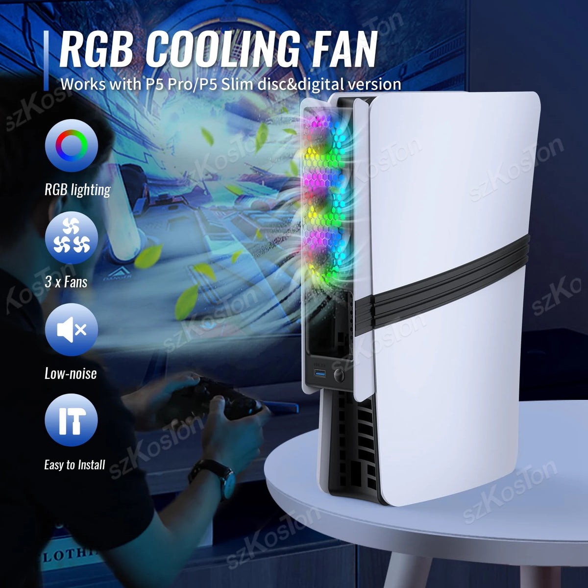 Cooling Fan For PS5 Pro/PS5 Slim External Fan Cooler Quiet C