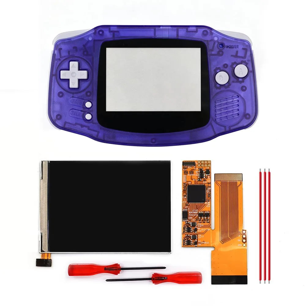 HISPEEDIDO For GBA V2 IPS LCD Backlight Kits With Pre-cut Shell 10 Levels High Brightness Adjustment for Game Boy Advance Consol