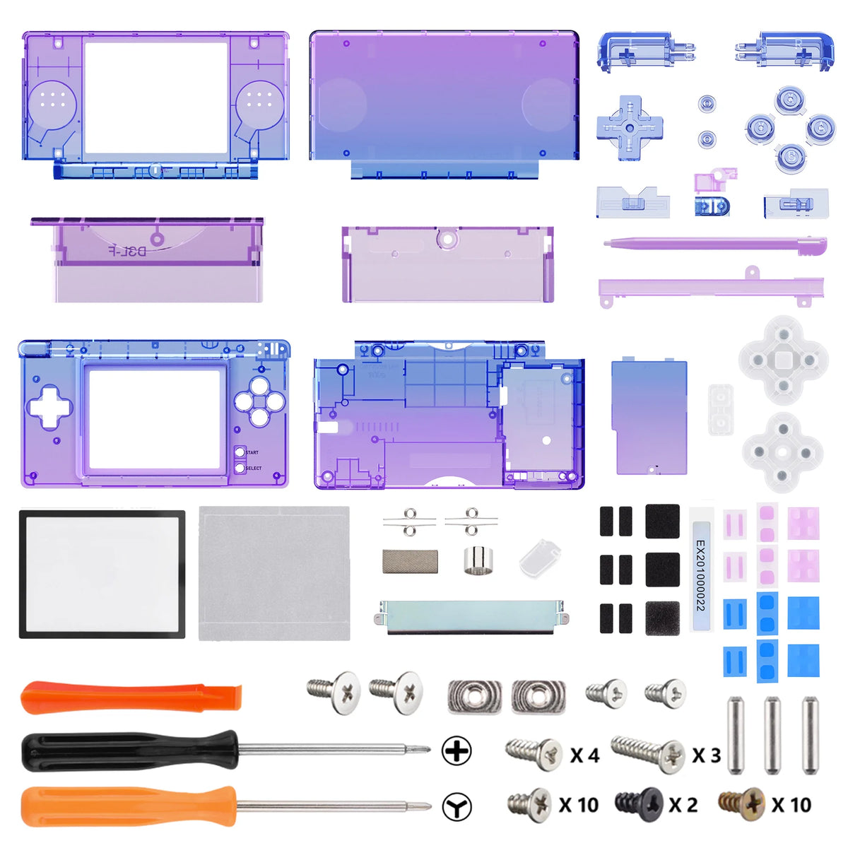 eXtremeRate Replacement Full Housing Shell for Nintendo DS Lite Case Cover with Buttons Screen Lens for NDSL - Single Series