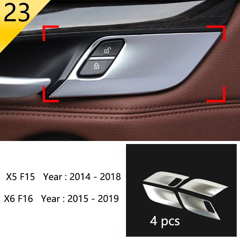 Chrome Car Styling Interior Button Panel Decoration Cover Trim Sticker frame For BMW X5 X6 F15 F16 2014-2019 Auto Accessories