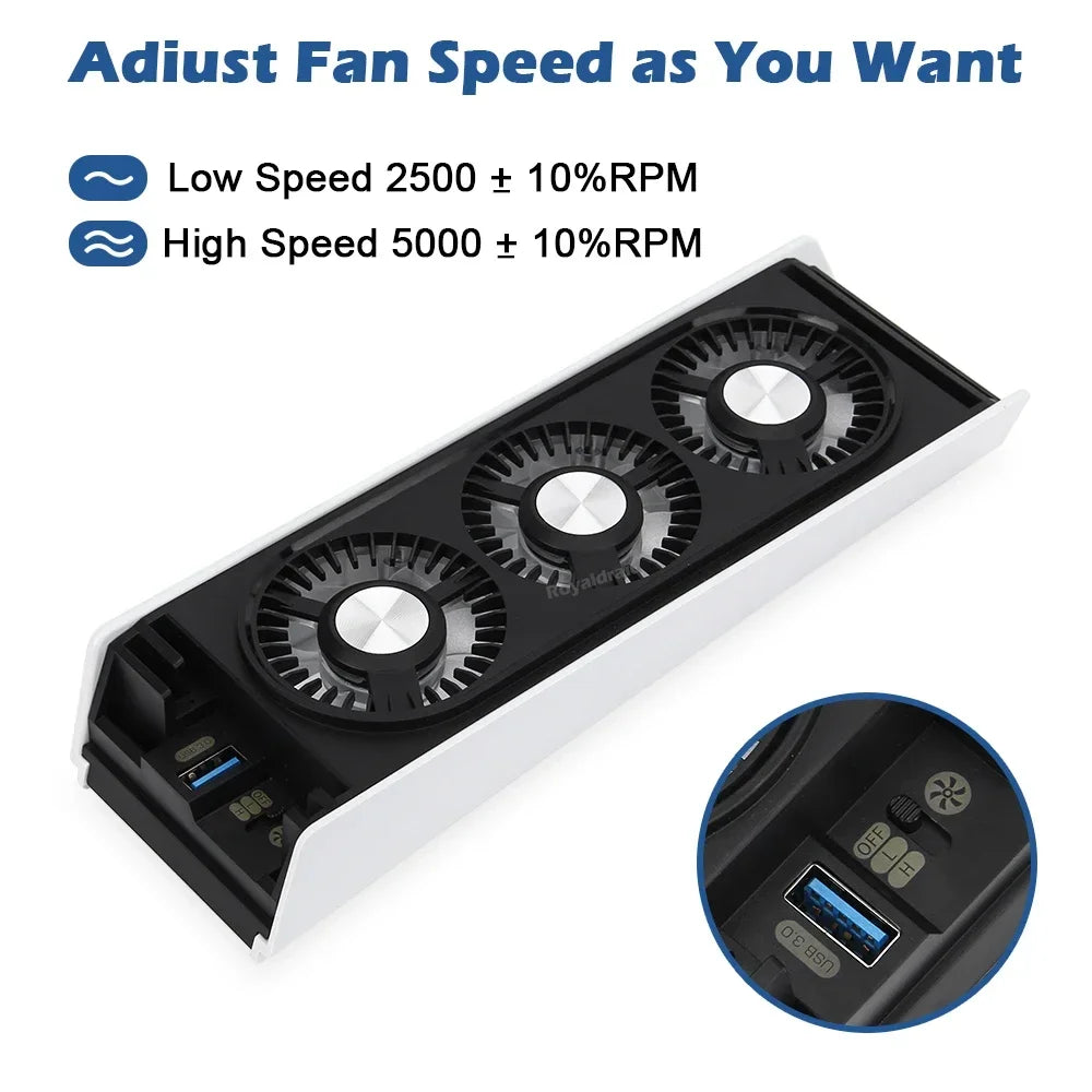 Upgraded For PS5 Cooling Fan Quiet Cooler Fan LED Light USB3