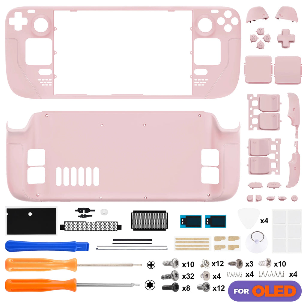 eXtremeRate Replacement Full Set Housing Shell W/Buttons for Steam Deck OLED Custom DIY Faceplate Back Plate Trackpad Case