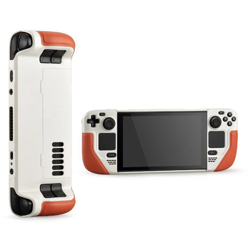 Full Protective Case for Steam Deck Cowhide Wrap Host Protective Soft Leather Grip Non-slip Cover Hard Shell Bracket Accessories