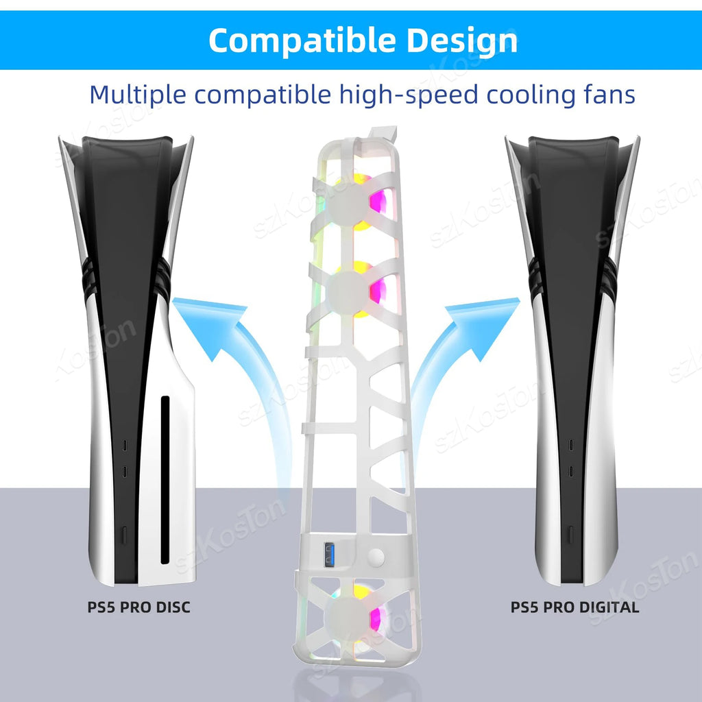 For PS5 Pro Cooling Fan Temperature-Controlled External Fan 
