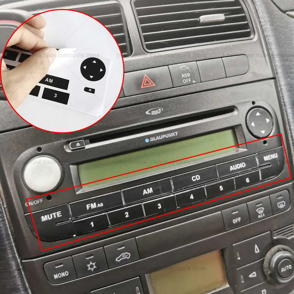 Car Radio Button Repair Sticker For Fiat Grand Punto Radio S