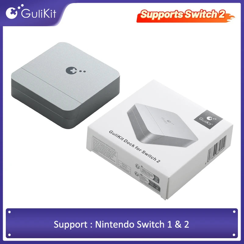 Gulikit NS35 Dock for Nintendo Switch 1/2 4K 60Hz HDMI Docking Station with PD 100W Fast Charging Enhanced Cooling for Switch 2
