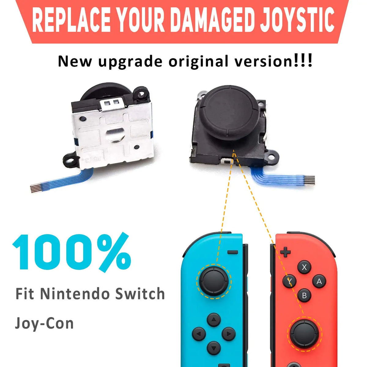 for Joycon Joystick Replacement 4 Pack for Fix Drift Nintend