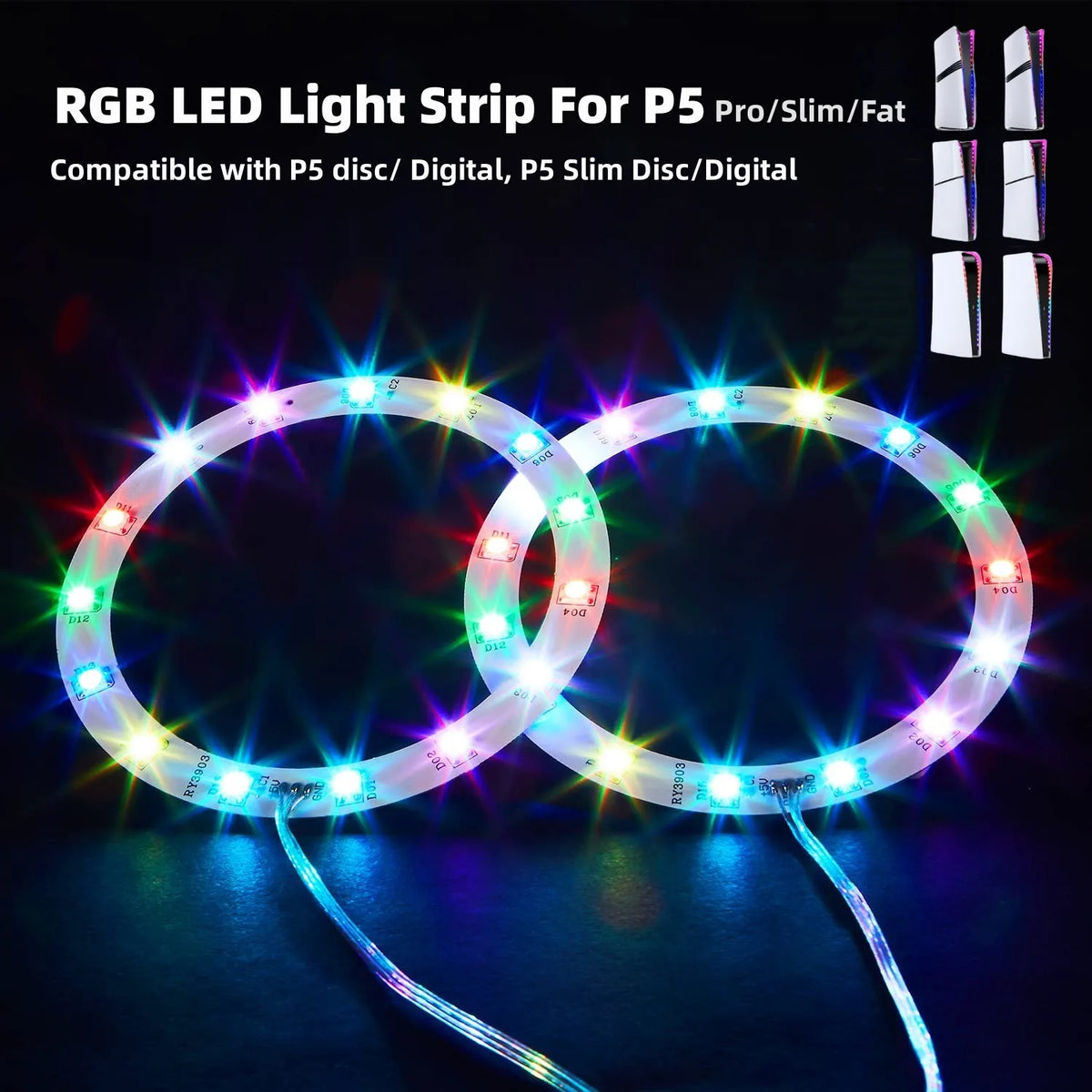 LED Light Strips For PS5 Slim PS5 Pro Console RGB Game atmos