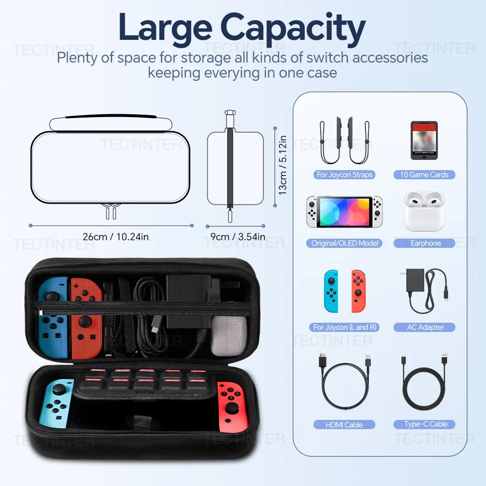 Large Traval Storage Bag for Nintendo Switch Oled & Switch 1