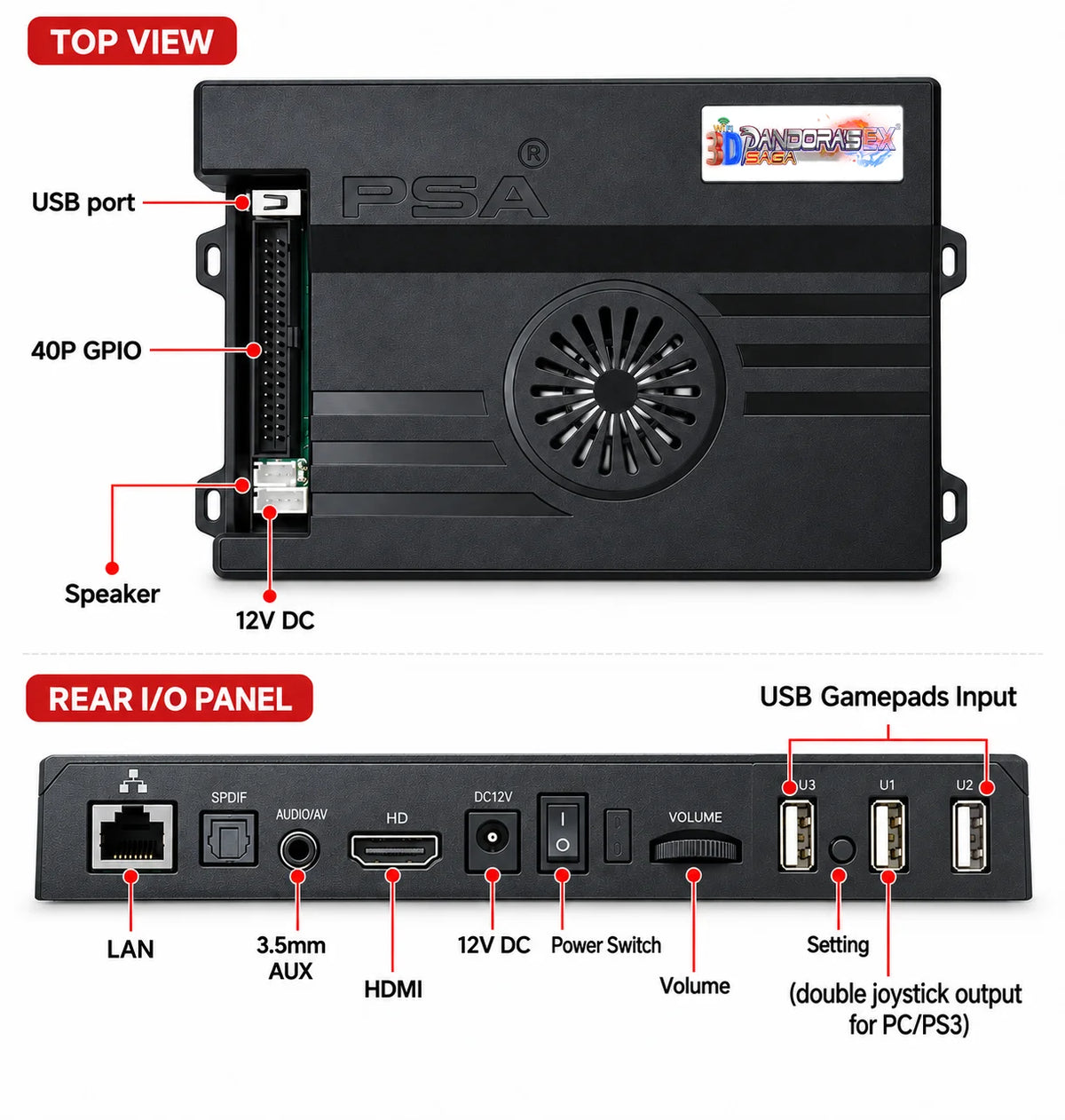 128GB 3D Pandora Saga Box EX2 10000 in 1 DIY Kit Arcade Game