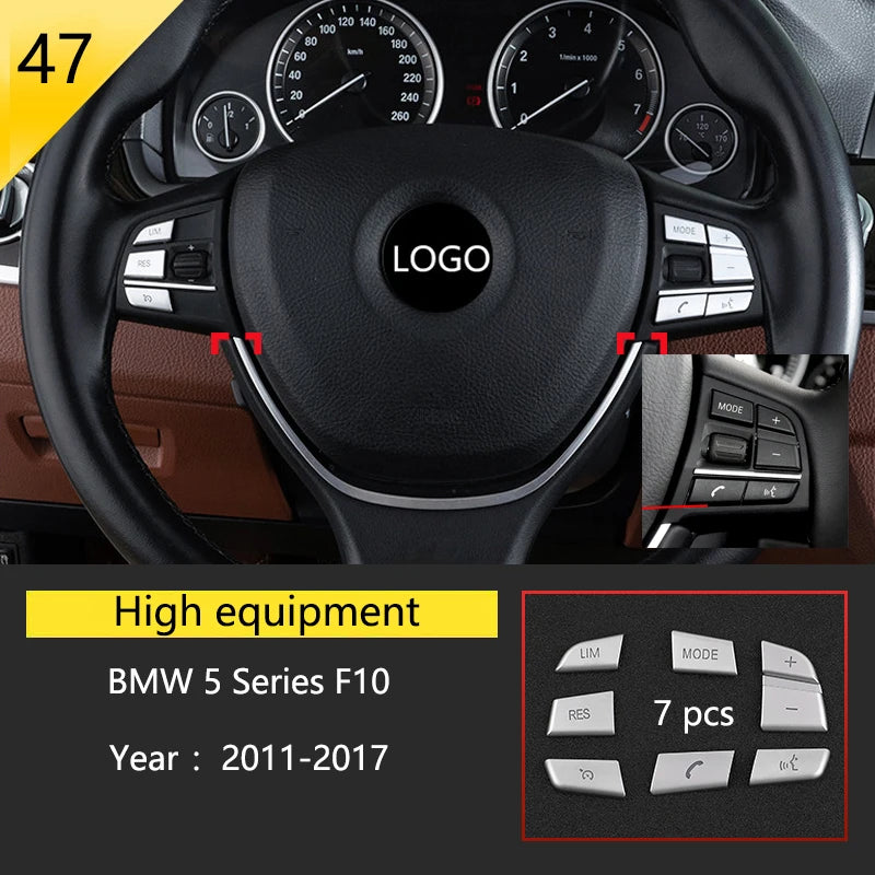 For BMW 5 Series F10 F18 Car Styling Interior Buttons Panel Frame Decoration Cover Trim Car Sticker Stainless Steel Accessories