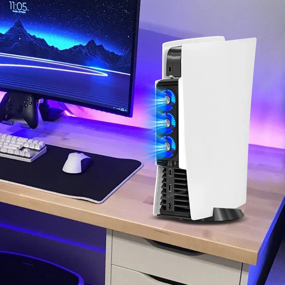 Upgraded For PS5 Cooling Fan Quiet Cooler Fan LED Light USB3