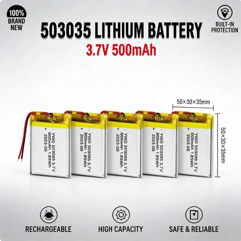 3.7V 500mAh 503035 Rechargeable Li-Polymer Battery Replaceme