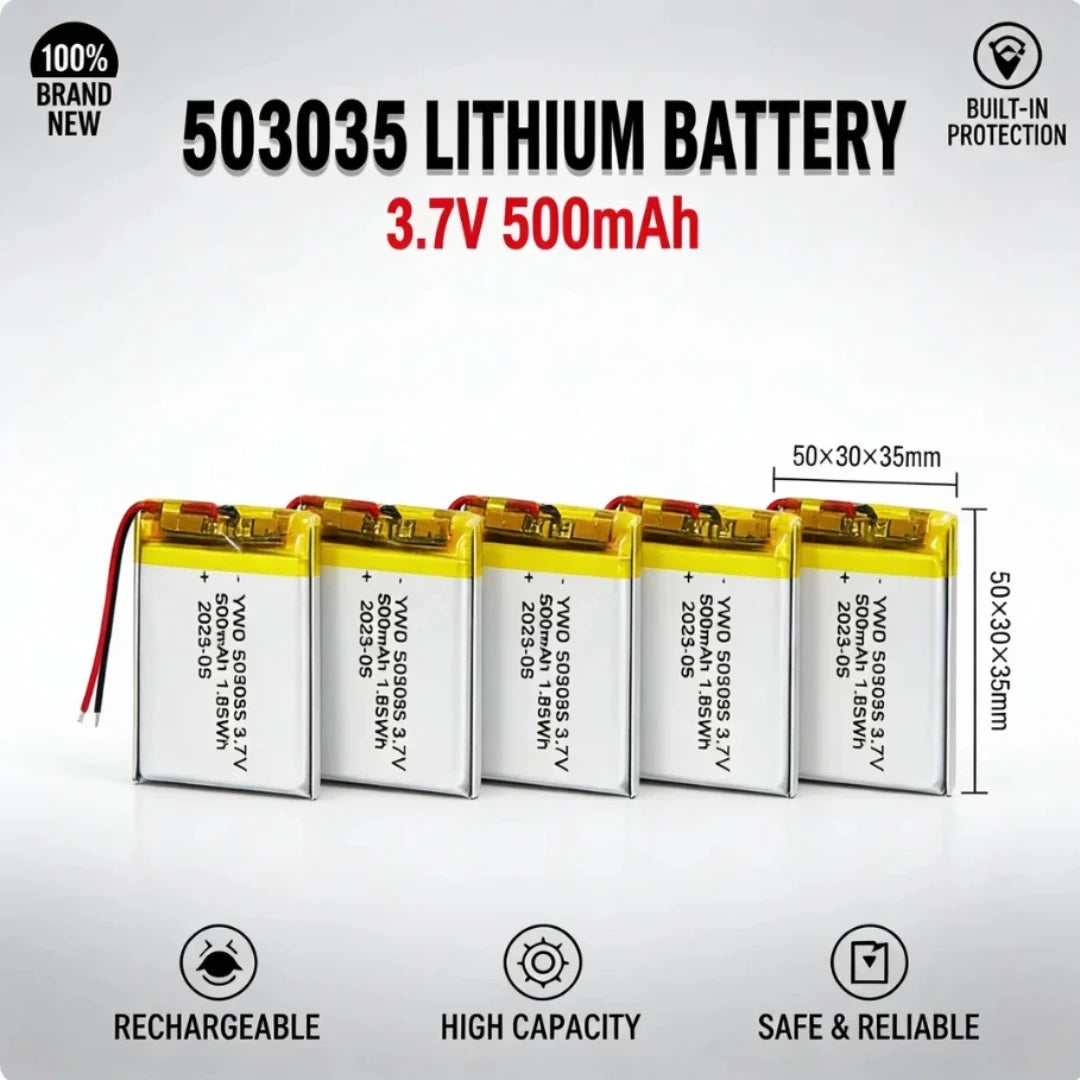 3.7V 500mAh 503035 Rechargeable Li-Polymer Battery Replaceme