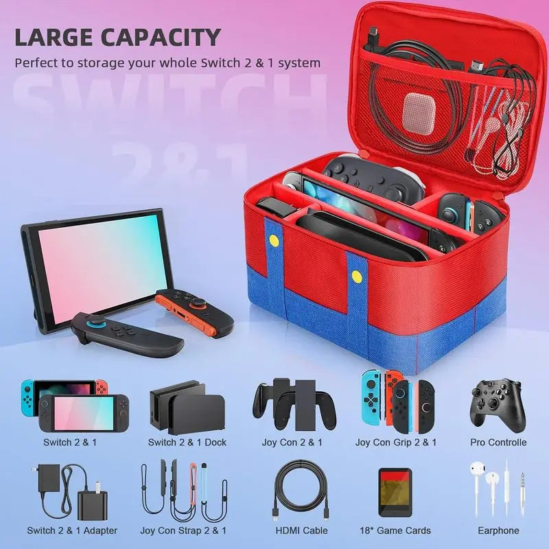 Cute Waterproof Oxford Carry Case for Nintendo Switch 2/1/Li