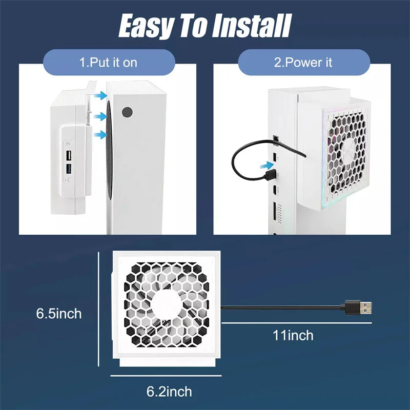 LED Cooling Fan Atmosphere Light 3 Gears Adjustable 5V 2.4A 