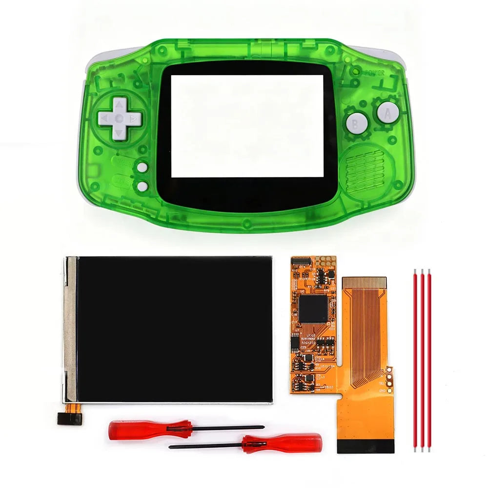 HISPEEDIDO For GBA V2 IPS LCD Backlight Kits With Pre-cut Shell 10 Levels High Brightness Adjustment for Game Boy Advance Consol