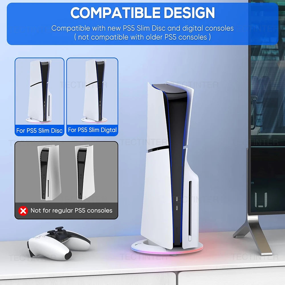Vertical Cooling Stand with RGB Light for PS5 Slim Disc/Digi