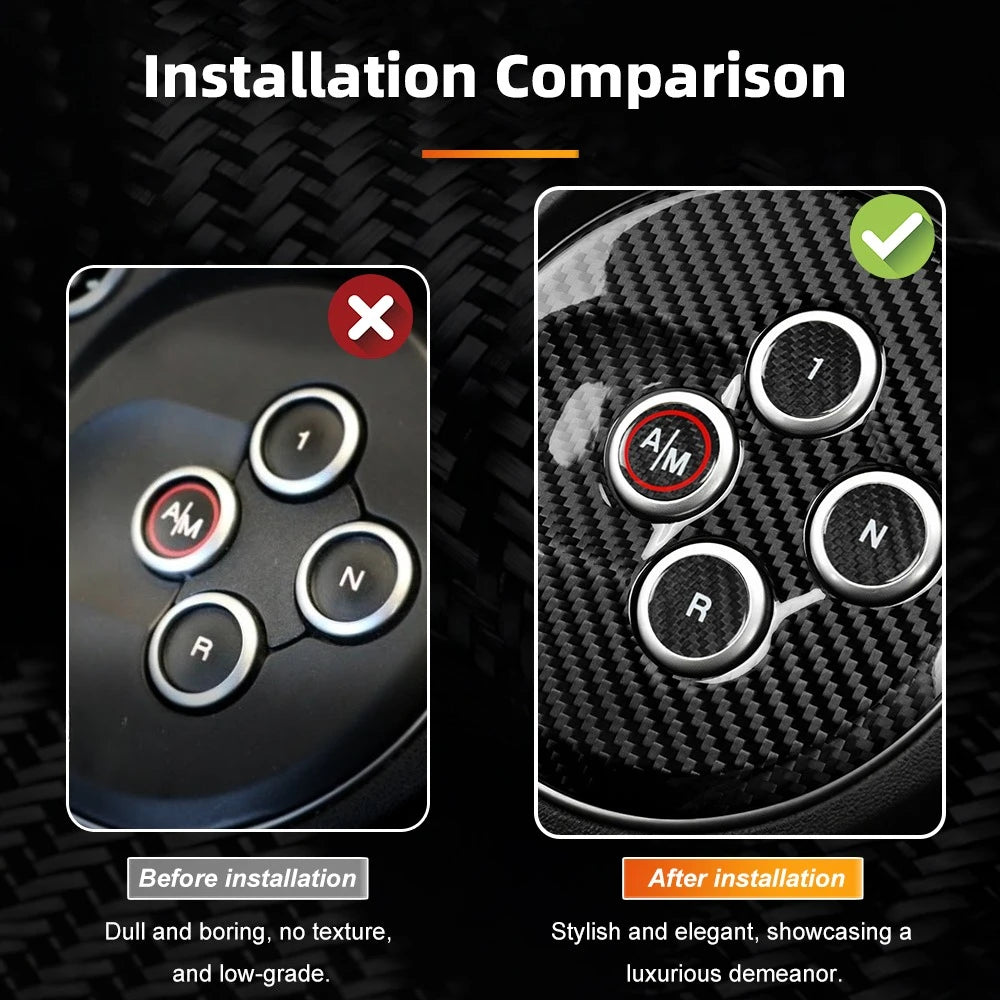 Carbon Fiber Car Gear Shift Button Switch Cover Sticker For 