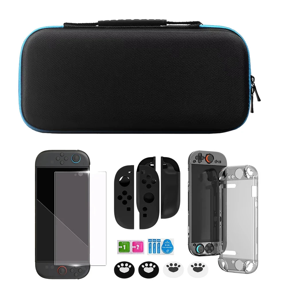 Carrying travel Case bundle kit For Nintendo Switch 2 protrctive hard shell pouch temper film glass joycon case joystick cap