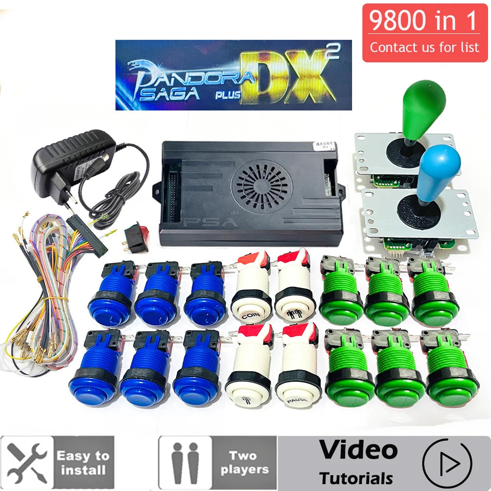 9800 in 1 Pandora Saga Box DX Special Plus DIY Kit 8 Way Joystick American Style Push Button Arcade Game Console Cabinet Bartop
