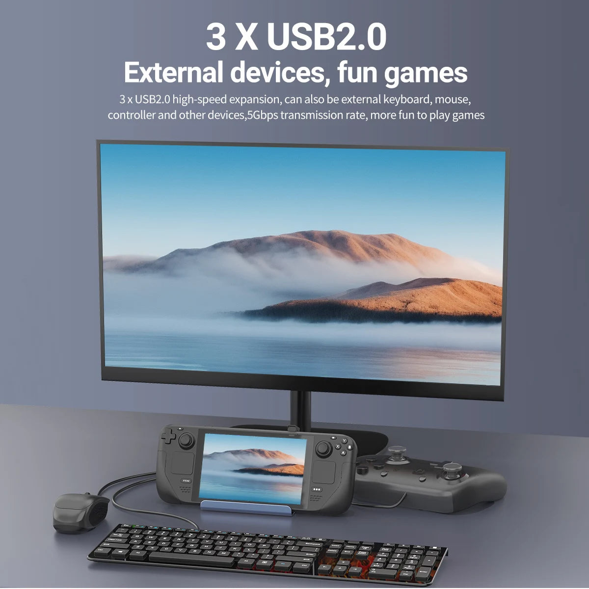 5 In 1 USB C Docking Station 4K 60Hz HDMI 100W PD Charging 3