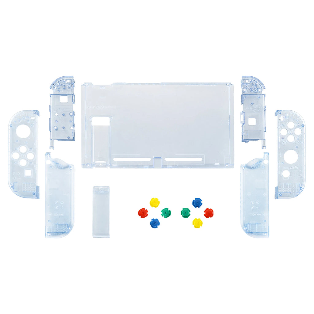 eXtremeRate Transparent Console Back Plate with Controller Housing Shell with Buttons for NS Switch Console & JoyCon