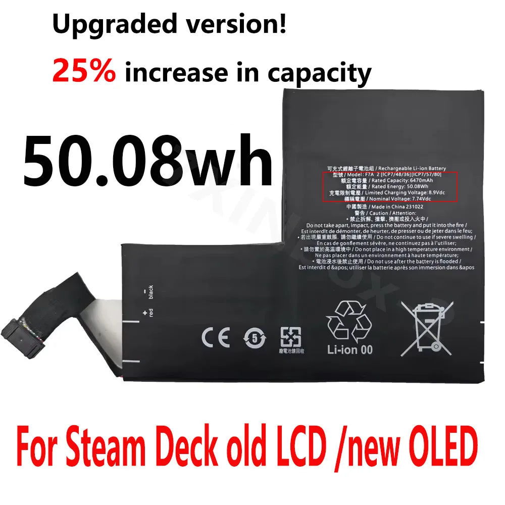 F7A F7G Expand High Capacity Battery 40.04Wh/53Wh 50.08Wh For Steam Deck LCD / OLED Handheld Gamepad Controller With Free Tools