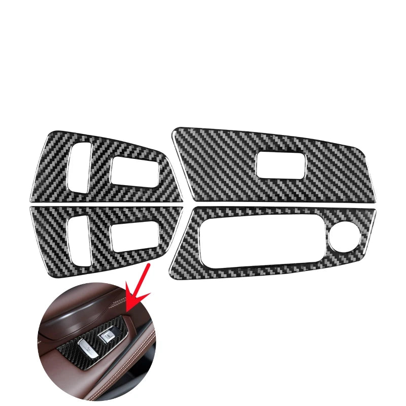 For BMW 5 Series G30 2018-2022 Accessories Carbon Fiber Interior Car Windows Lifting Button Control Panel Trim Cover Stickers