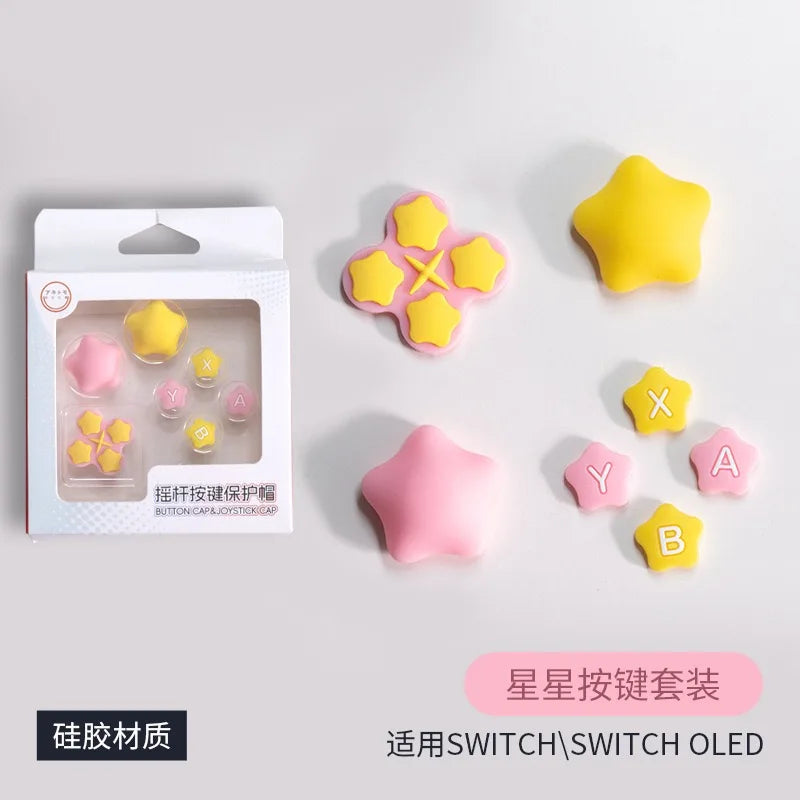 Soft Silicone Rubber Joystick Caps and DPad Cover for Nintendo Switch OLED For NS Controller Thumb Button Case ABXY