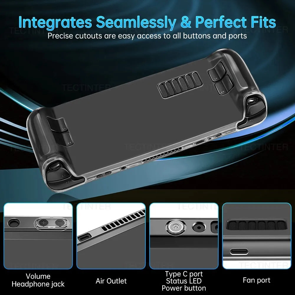 Transparent TPU Case Cover Shell For Steam Deck Host Crystal