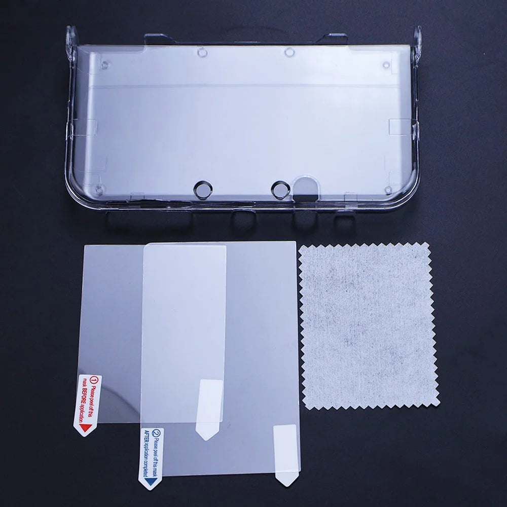 Plastic Clear Crystal Shell Skin Case Cover For 3DS 3DS XL LL New 3DS New 3DS XL/LL Game Console With Screen Protective Film