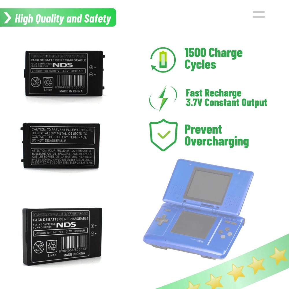 PUJIMAX NTR-003 850mAh Lithium Battery for Nintendo NDS Game
