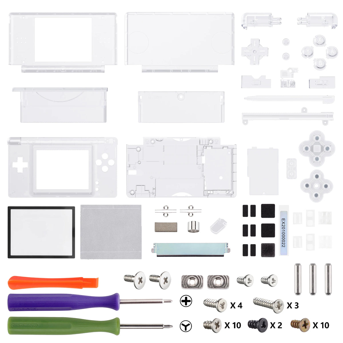 eXtremeRate Replacement Full Housing Shell for Nintendo DS Lite Custom Case Cover Button Screen Len for NDSL - Clear Series