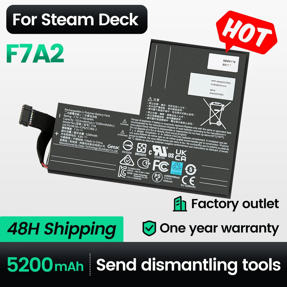 Keyuan F7A2 Battery Update 5200mah for Lenovo Steam Deck Lcd