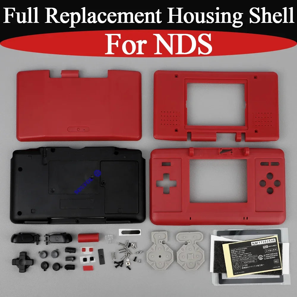 New For NDS Red Full Housing Shell Cover with Buttons Replac