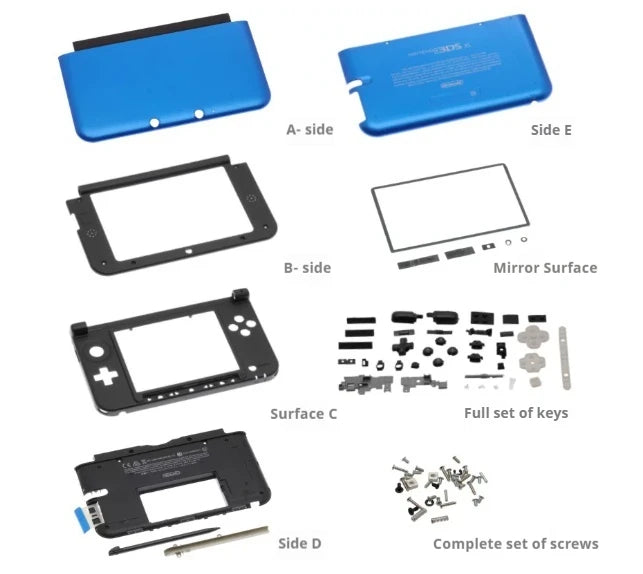 Handheld Console Shell Suitable For 3DSLL 3DSXLRetro Game Console Renovation Console Shell Complete Set Custom Accessories