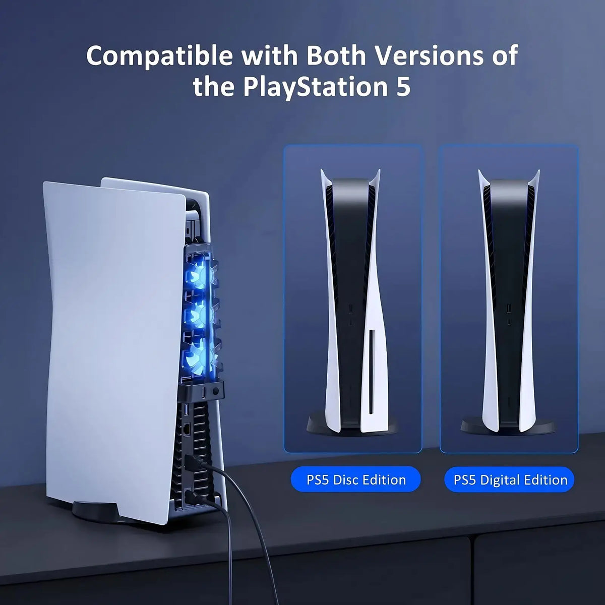 For PS5 Both Disc and Digital Cooling Fan with LED Light for
