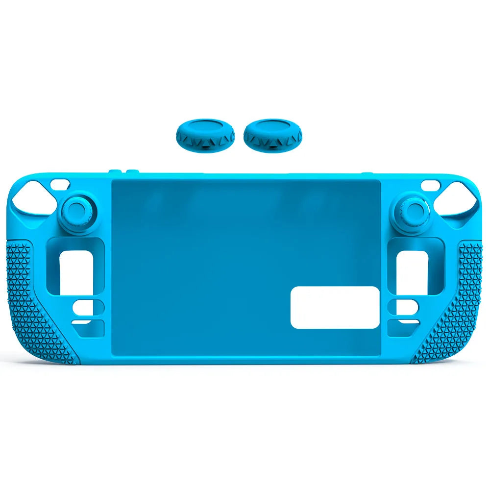 Steam Deck Standing Protective Case Thickening Silicone Accessories Protector Soft Cover Skin Shell with 2 Pairs Thumb Grips