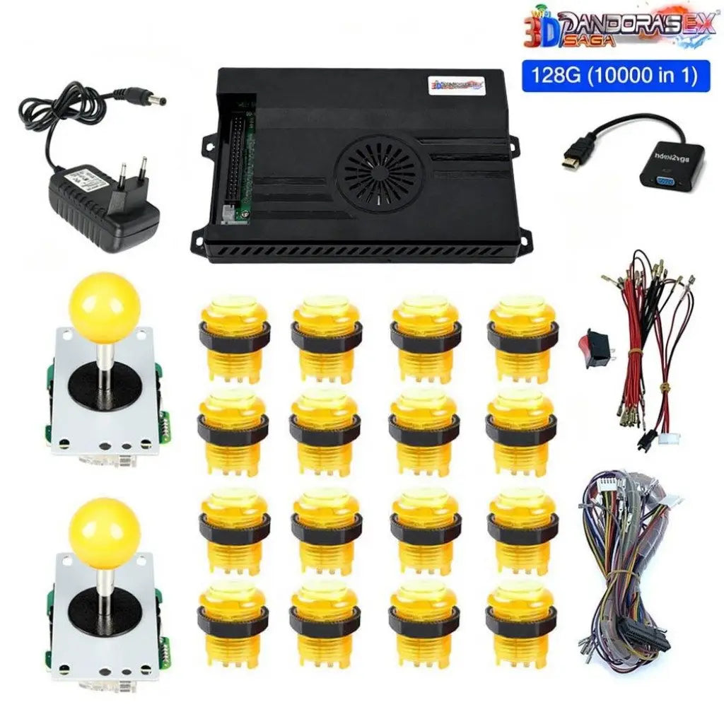 128GB 3D Pandora Saga Box EX2 10000 in 1 DIY Kit Arcade Game Console 8 Way Joystick Led Lights Button Cabinet Bartop 2 Playes